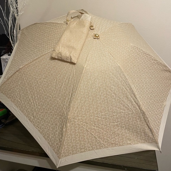 Celine Accessories - Celine Beige Monogram Compact Umbrella